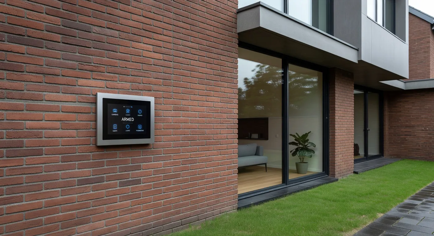 Illustratie van een modern alarmsysteem voor huisbeveiliging in Nederland 2026